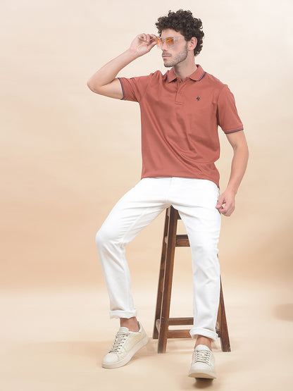 T-Shirt for Men | Breathable & Soft with Color Fastness Regular Fit Polo Neck Pure Cotton Fabric Solid Pattern
