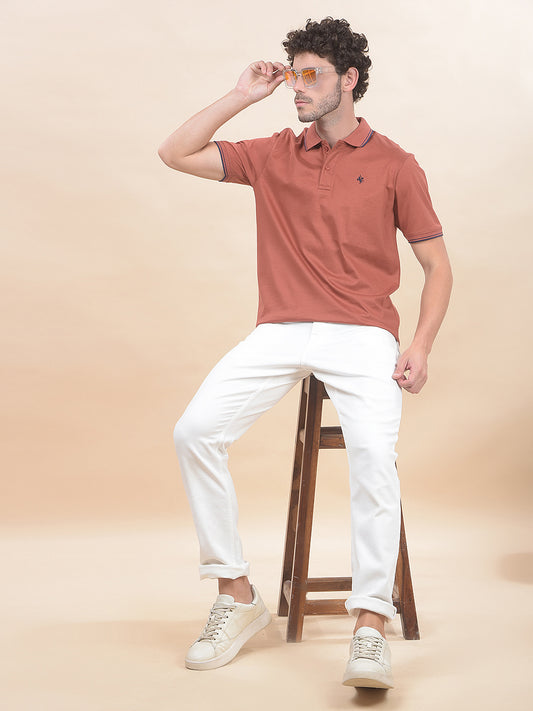 T-Shirt for Men | Breathable & Soft with Color Fastness Regular Fit Polo Neck Pure Cotton Fabric Solid Pattern
