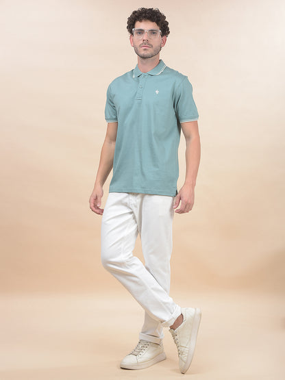 T-Shirt for Men | Breathable & Soft with Color Fastness Regular Fit Polo Neck Pure Cotton Fabric Solid Pattern