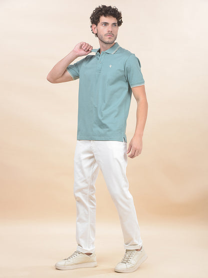 T-Shirt for Men | Breathable & Soft with Color Fastness Regular Fit Polo Neck Pure Cotton Fabric Solid Pattern