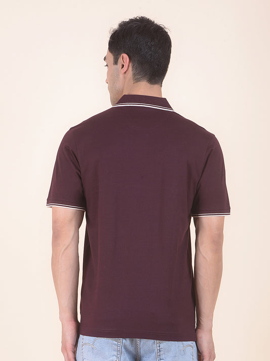 T-Shirt for Men | Breathable & Soft with Color Fastness Regular Fit Polo Neck Cotton Fabric Solid Pattern