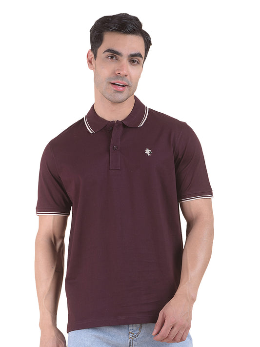 T-Shirt for Men | Breathable & Soft with Color Fastness Regular Fit Polo Neck Cotton Fabric Solid Pattern