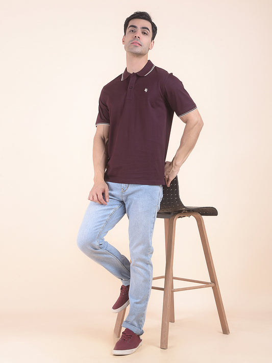 T-Shirt for Men | Breathable & Soft with Color Fastness Regular Fit Polo Neck Cotton Fabric Solid Pattern