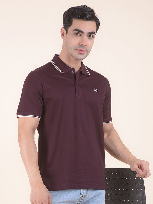 T-Shirt for Men | Breathable & Soft with Color Fastness Regular Fit Polo Neck Cotton Fabric Solid Pattern