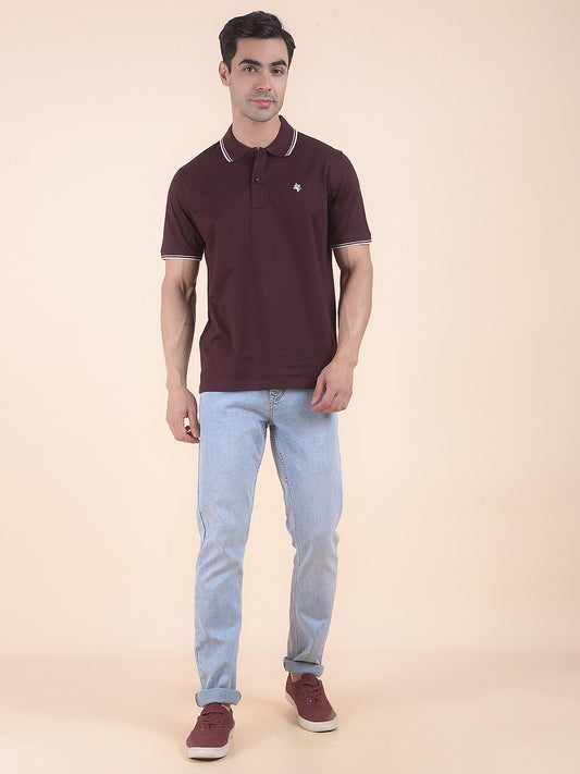 T-Shirt for Men | Breathable & Soft with Color Fastness Regular Fit Polo Neck Cotton Fabric Solid Pattern