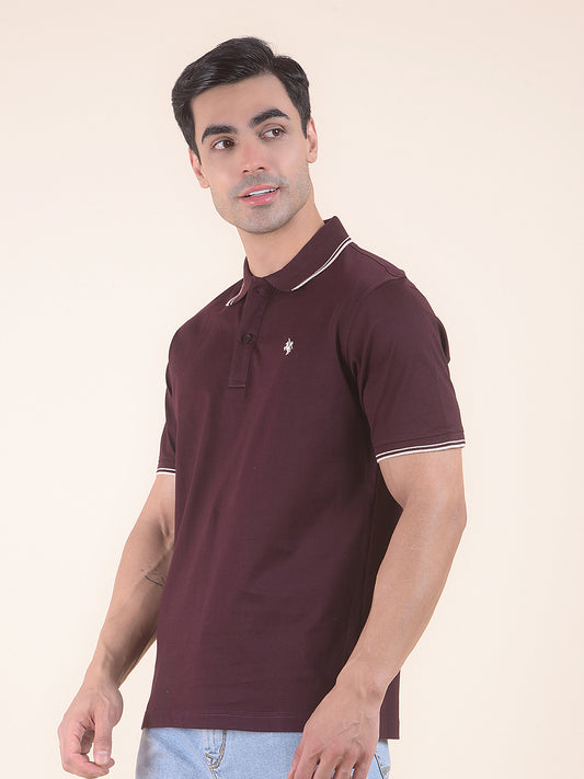 T-Shirt for Men | Breathable & Soft with Color Fastness Regular Fit Polo Neck Cotton Fabric Solid Pattern