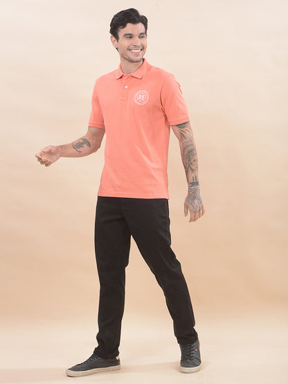 T-Shirt for Men | Breathable & Soft with Color Fastness Regular Fit Polo Neck Poly Cotton Fabric Solid Pattern
