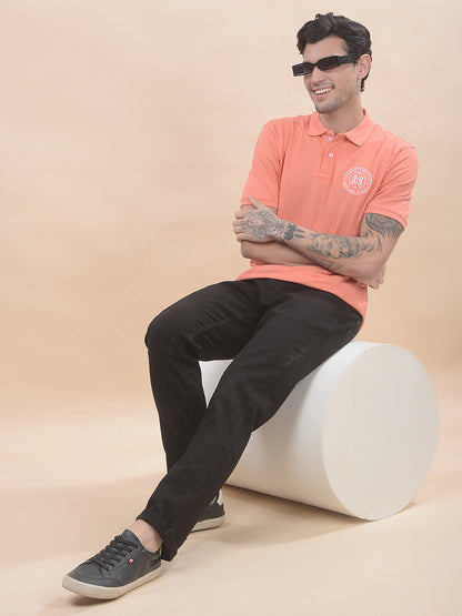T-Shirt for Men | Breathable & Soft with Color Fastness Regular Fit Polo Neck Poly Cotton Fabric Solid Pattern