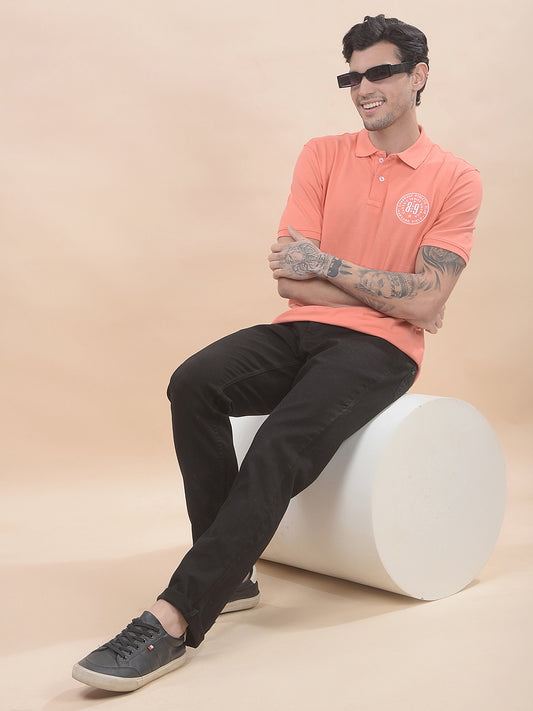 T-Shirt for Men | Breathable & Soft with Color Fastness Regular Fit Polo Neck Poly Cotton Fabric Solid Pattern