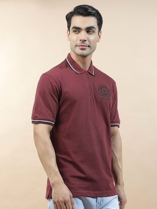 T-Shirt for Men | Breathable & Soft with Color Fastness Regular Fit Polo Neck Poly Cotton Fabric Printed Pattern
