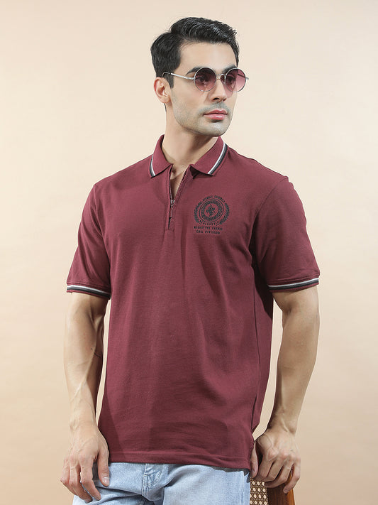 T-Shirt for Men | Breathable & Soft with Color Fastness Regular Fit Polo Neck Poly Cotton Fabric Printed Pattern