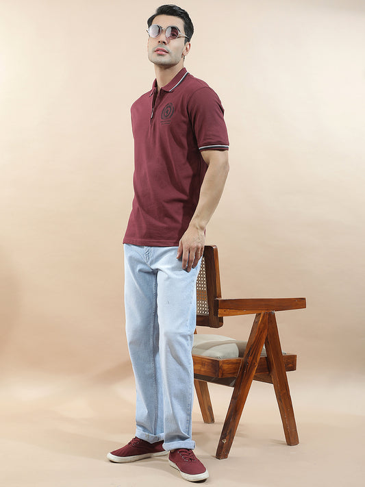 T-Shirt for Men | Breathable & Soft with Color Fastness Regular Fit Polo Neck Poly Cotton Fabric Printed Pattern