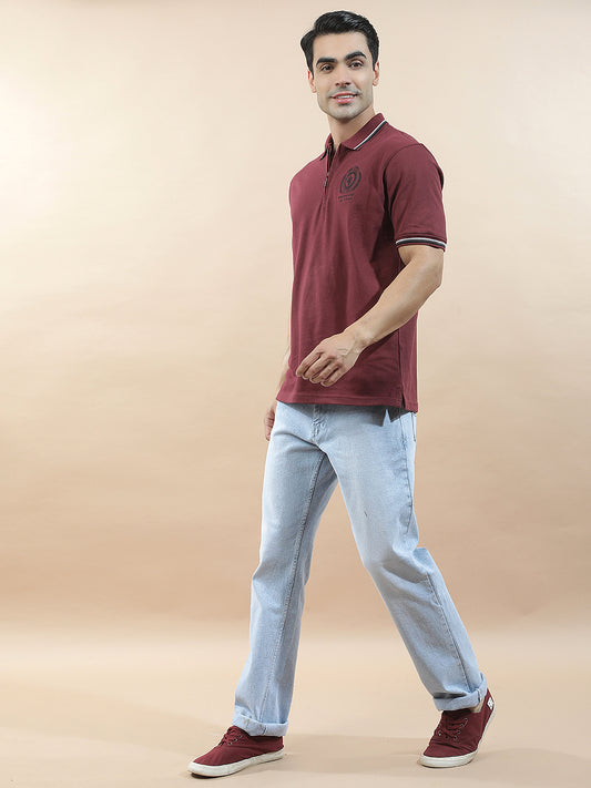 T-Shirt for Men | Breathable & Soft with Color Fastness Regular Fit Polo Neck Poly Cotton Fabric Printed Pattern