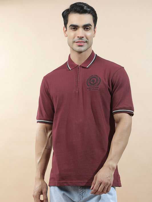 T-Shirt for Men | Breathable & Soft with Color Fastness Regular Fit Polo Neck Poly Cotton Fabric Printed Pattern
