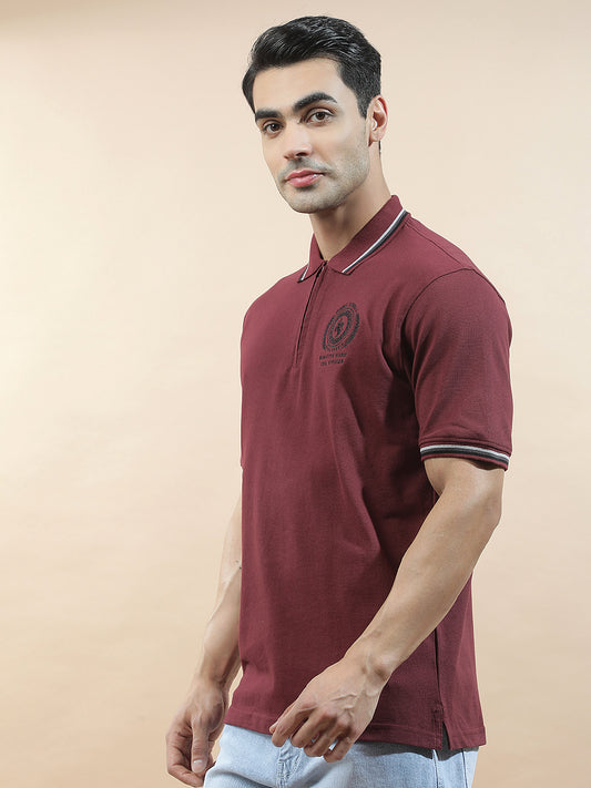 T-Shirt for Men | Breathable & Soft with Color Fastness Regular Fit Polo Neck Poly Cotton Fabric Printed Pattern