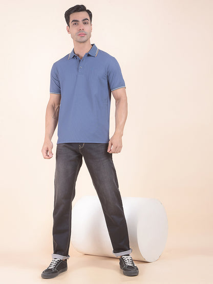 T-Shirt for Men | Breathable & Soft with Color Fastness Regular Fit Polo Neck Nylon Fabric Solid Pattern