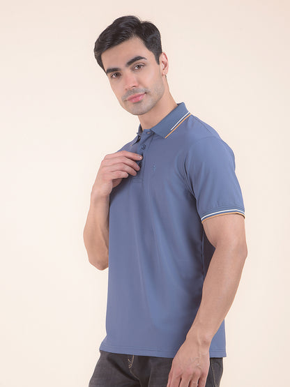 T-Shirt for Men | Breathable & Soft with Color Fastness Regular Fit Polo Neck Nylon Fabric Solid Pattern