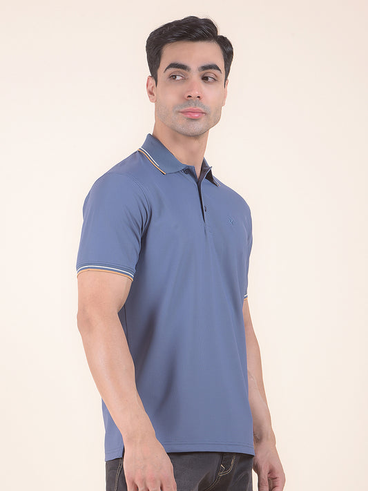 T-Shirt for Men | Breathable & Soft with Color Fastness Regular Fit Polo Neck Nylon Fabric Solid Pattern