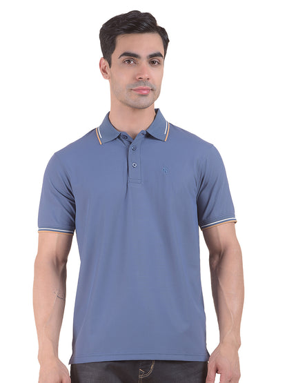 T-Shirt for Men | Breathable & Soft with Color Fastness Regular Fit Polo Neck Nylon Fabric Solid Pattern