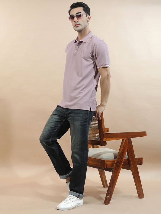 T-Shirt for Men | Breathable & Soft with Color Fastness Regular Fit Polo Neck Nylon Fabric Solid Pattern