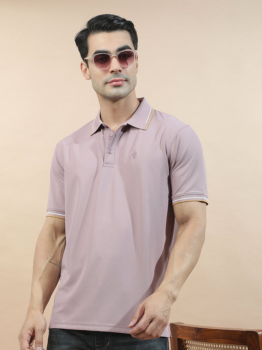 T-Shirt for Men | Breathable & Soft with Color Fastness Regular Fit Polo Neck Nylon Fabric Solid Pattern