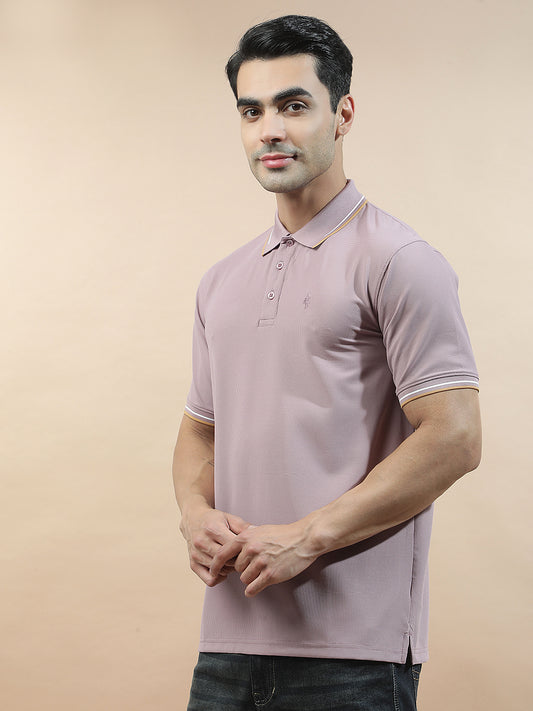 T-Shirt for Men | Breathable & Soft with Color Fastness Regular Fit Polo Neck Nylon Fabric Solid Pattern