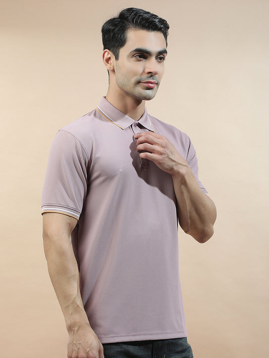 T-Shirt for Men | Breathable & Soft with Color Fastness Regular Fit Polo Neck Nylon Fabric Solid Pattern
