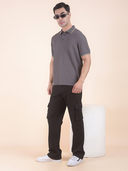 T-Shirt for Men | Breathable & Soft with Color Fastness Regular Fit Polo Neck Nylon Fabric Solid Pattern
