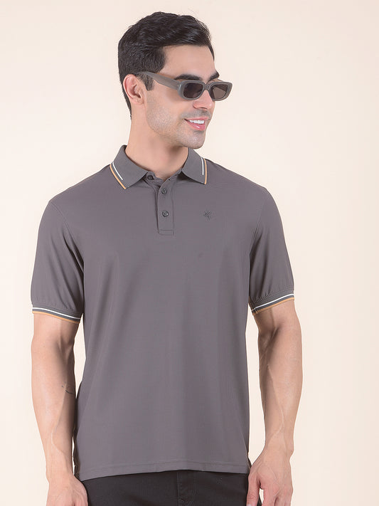 T-Shirt for Men | Breathable & Soft with Color Fastness Regular Fit Polo Neck Nylon Fabric Solid Pattern