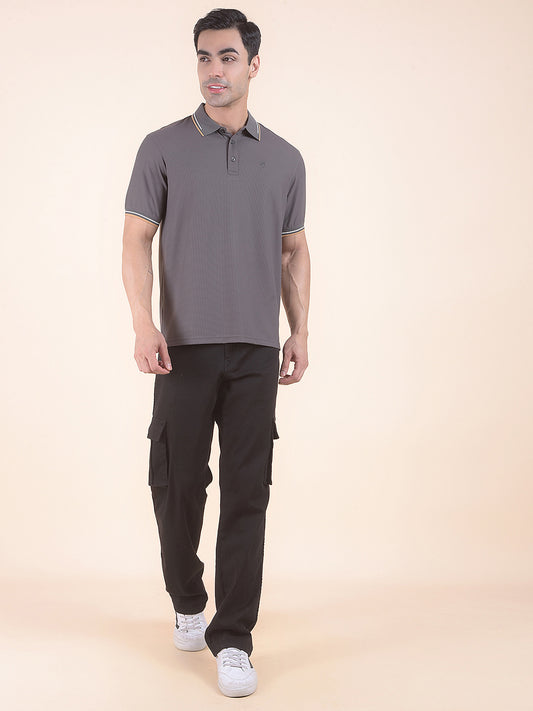 T-Shirt for Men | Breathable & Soft with Color Fastness Regular Fit Polo Neck Nylon Fabric Solid Pattern