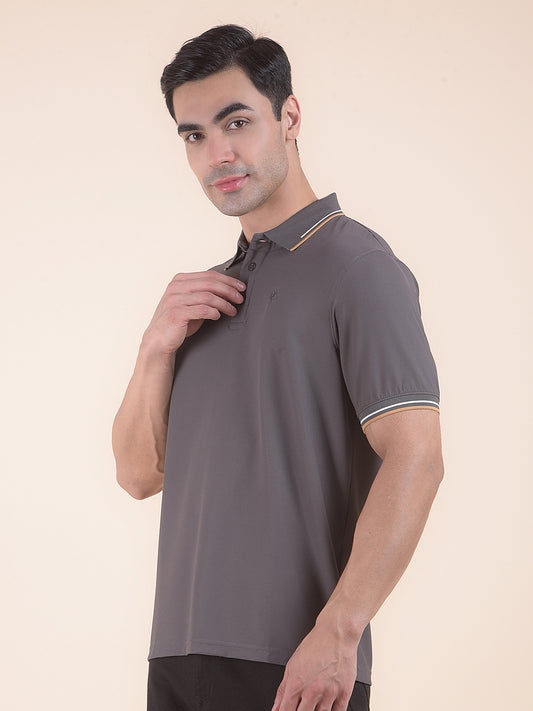 T-Shirt for Men | Breathable & Soft with Color Fastness Regular Fit Polo Neck Nylon Fabric Solid Pattern