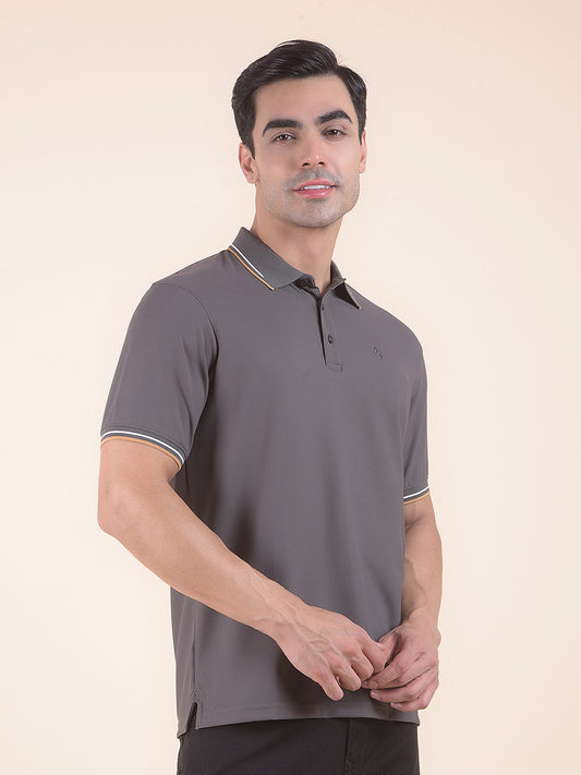 T-Shirt for Men | Breathable & Soft with Color Fastness Regular Fit Polo Neck Nylon Fabric Solid Pattern