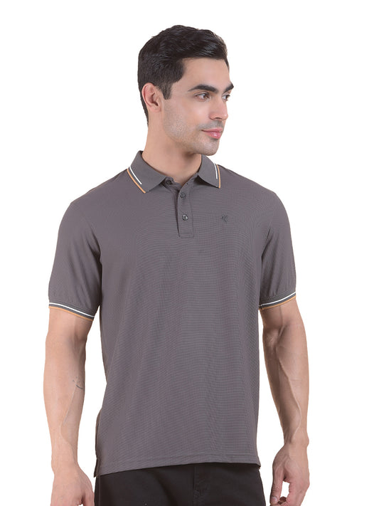 T-Shirt for Men | Breathable & Soft with Color Fastness Regular Fit Polo Neck Nylon Fabric Solid Pattern