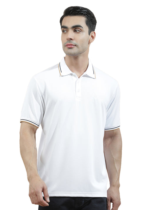 T-Shirt for Men | Breathable & Soft with Color Fastness Regular Fit Polo Neck Nylon Fabric Solid Pattern