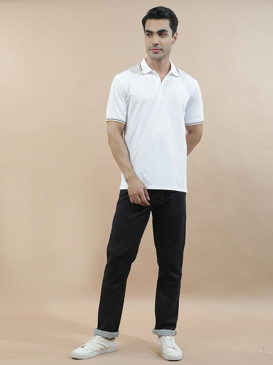 T-Shirt for Men | Breathable & Soft with Color Fastness Regular Fit Polo Neck Nylon Fabric Solid Pattern