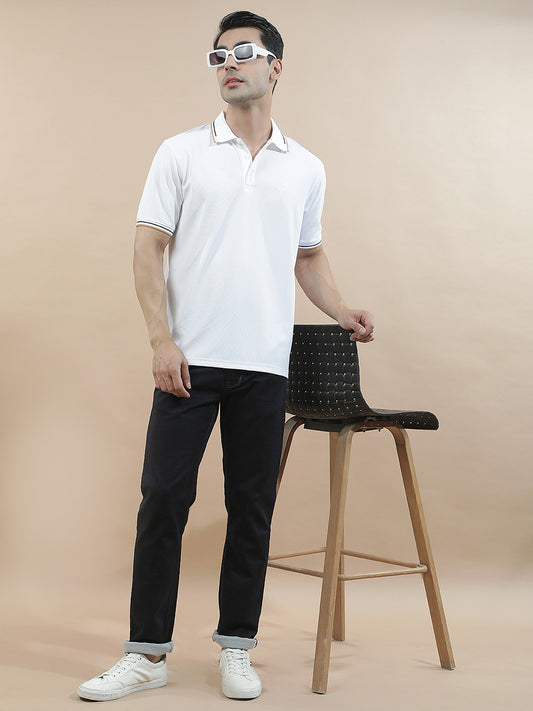 T-Shirt for Men | Breathable & Soft with Color Fastness Regular Fit Polo Neck Nylon Fabric Solid Pattern