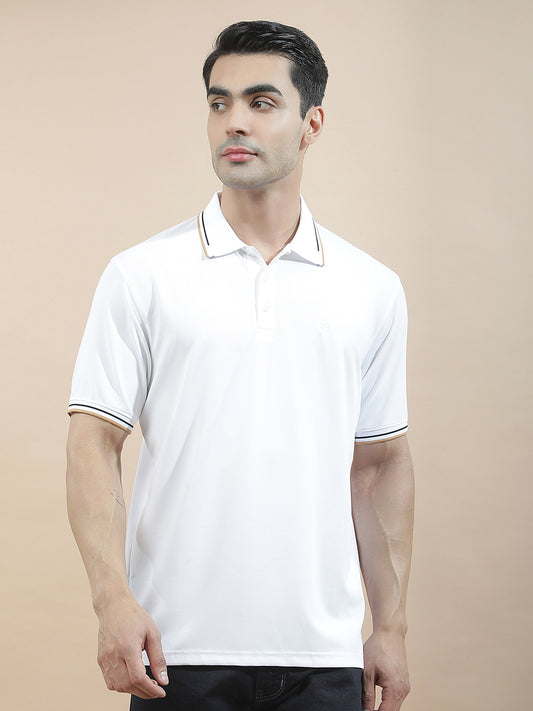 T-Shirt for Men | Breathable & Soft with Color Fastness Regular Fit Polo Neck Nylon Fabric Solid Pattern