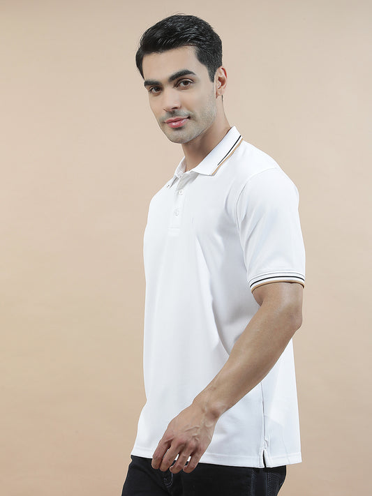 T-Shirt for Men | Breathable & Soft with Color Fastness Regular Fit Polo Neck Nylon Fabric Solid Pattern