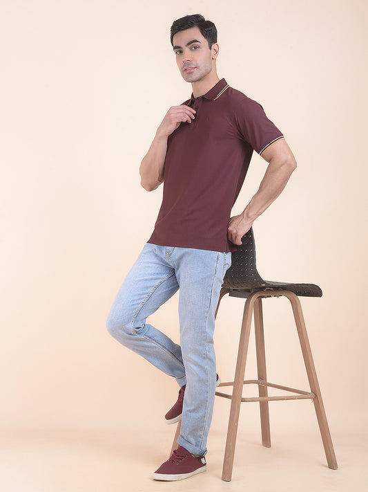 T-Shirt for Men | Breathable & Soft with Color Fastness Regular Fit Polo Neck Nylon Fabric Solid Pattern