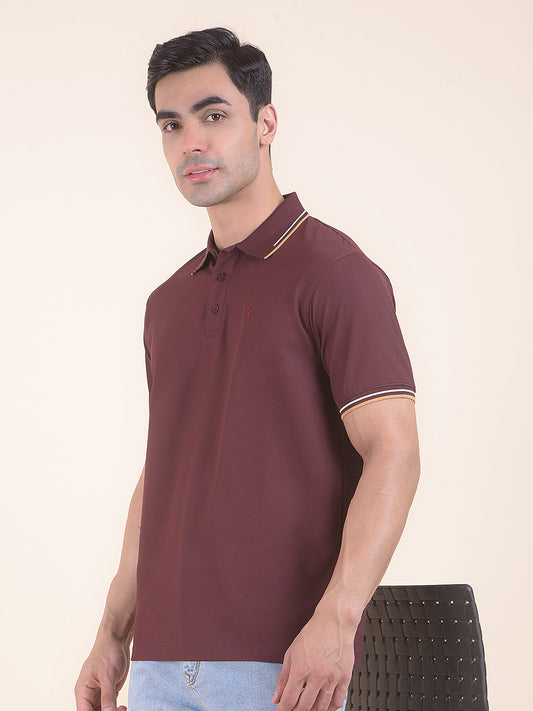 T-Shirt for Men | Breathable & Soft with Color Fastness Regular Fit Polo Neck Nylon Fabric Solid Pattern