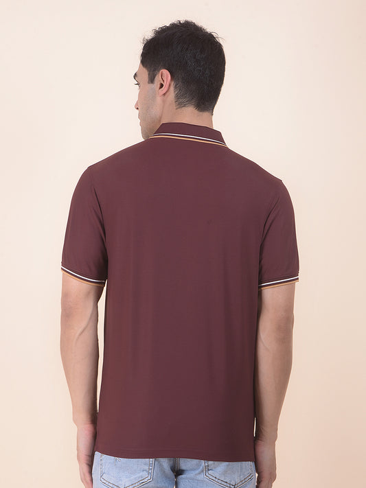 T-Shirt for Men | Breathable & Soft with Color Fastness Regular Fit Polo Neck Nylon Fabric Solid Pattern