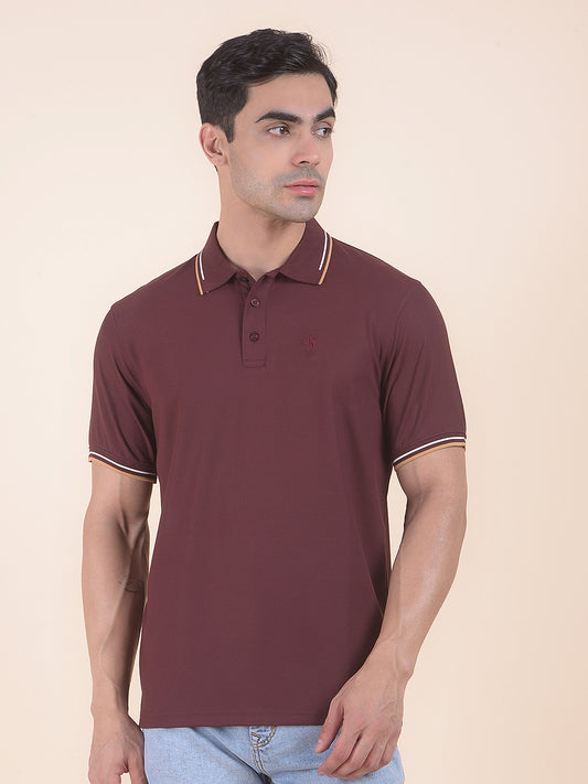 T-Shirt for Men | Breathable & Soft with Color Fastness Regular Fit Polo Neck Nylon Fabric Solid Pattern