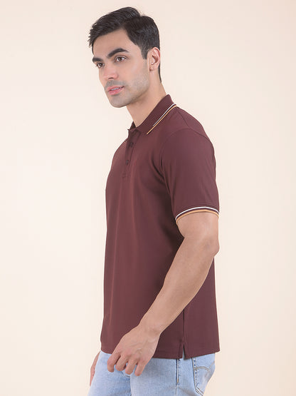 T-Shirt for Men | Breathable & Soft with Color Fastness Regular Fit Polo Neck Nylon Fabric Solid Pattern