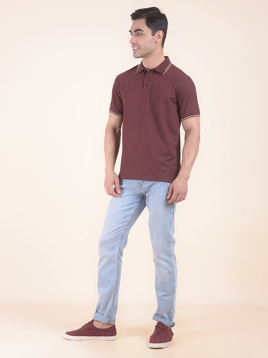 T-Shirt for Men | Breathable & Soft with Color Fastness Regular Fit Polo Neck Nylon Fabric Solid Pattern
