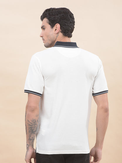 T-Shirt for Men | Breathable & Soft with Color Fastness Regular Fit Polo Neck Poly Cotton Fabric Colourblocked Pattern