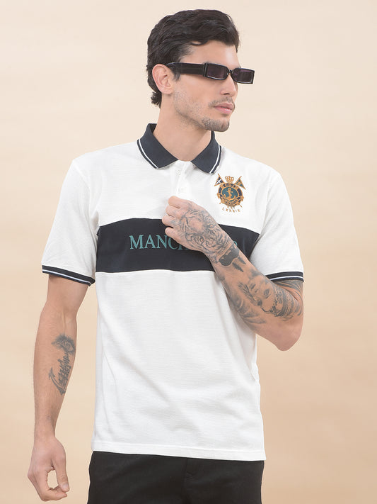 T-Shirt for Men | Breathable & Soft with Color Fastness Regular Fit Polo Neck Poly Cotton Fabric Colourblocked Pattern