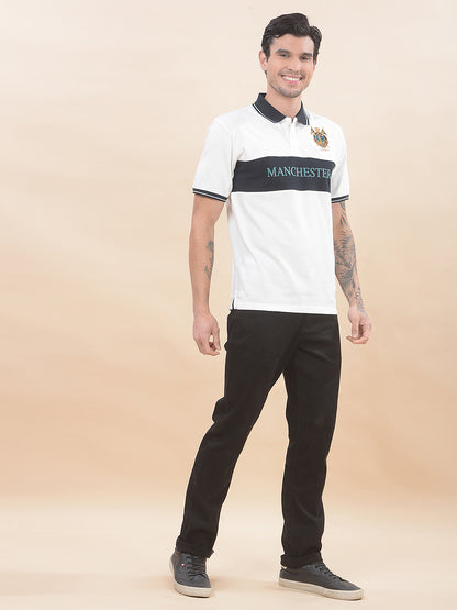 T-Shirt for Men | Breathable & Soft with Color Fastness Regular Fit Polo Neck Poly Cotton Fabric Colourblocked Pattern