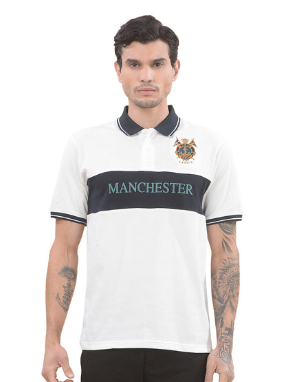 T-Shirt for Men | Breathable & Soft with Color Fastness Regular Fit Polo Neck Poly Cotton Fabric Colourblocked Pattern