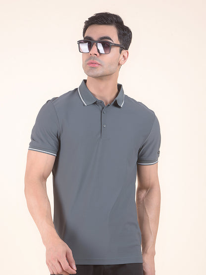 T-Shirt for Men | Breathable & Soft with Color Fastness Regular Fit Polo Neck Nylon Fabric Solid Pattern