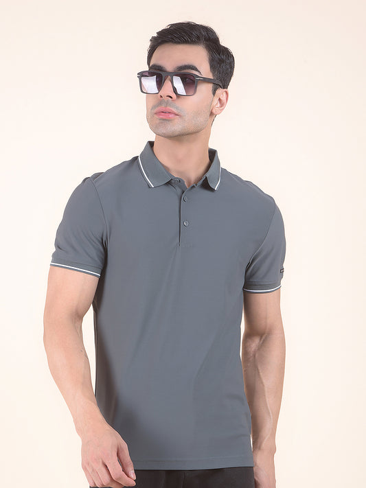 T-Shirt for Men | Breathable & Soft with Color Fastness Regular Fit Polo Neck Nylon Fabric Solid Pattern